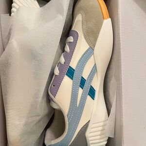 Stylish Cream and Blue Sneakers